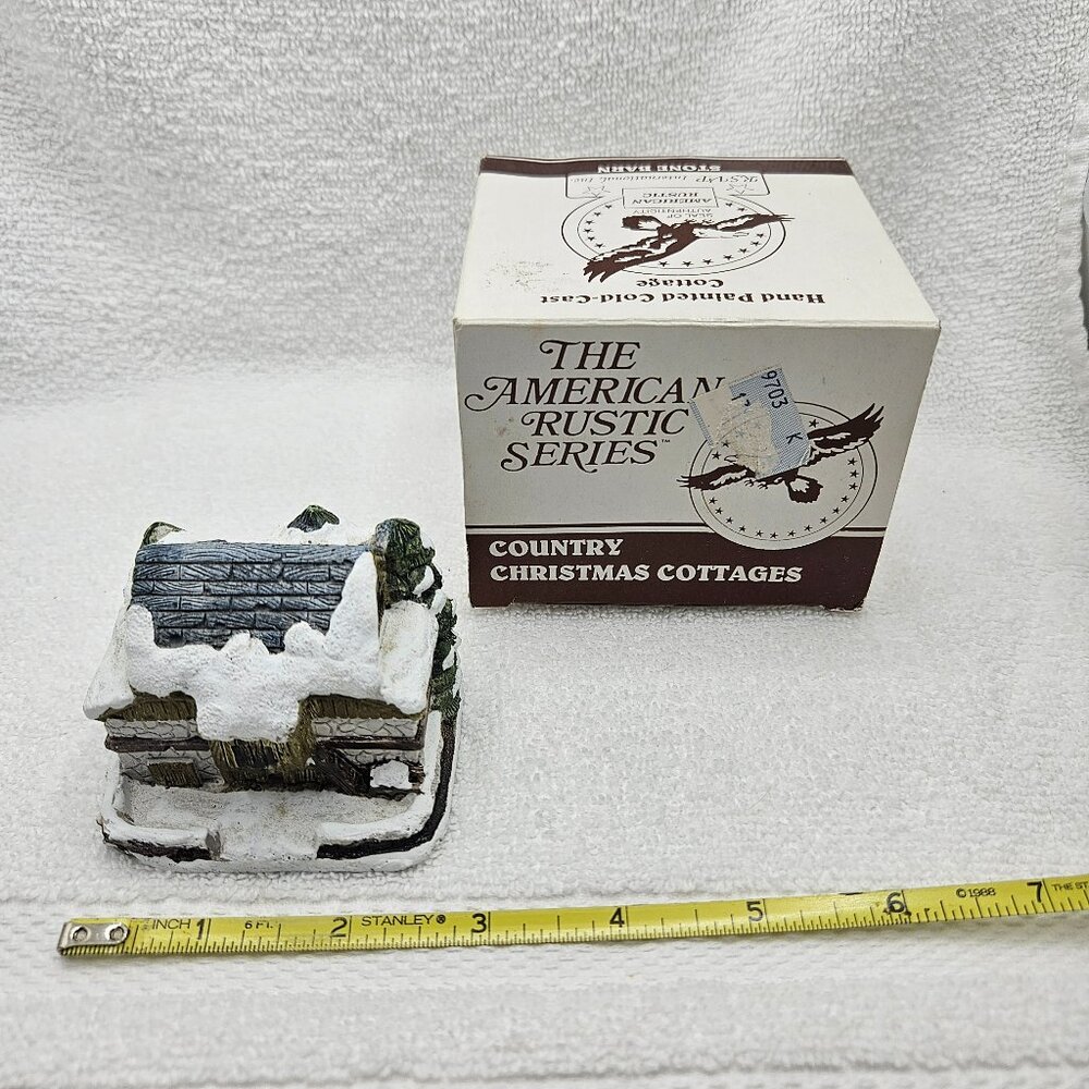 American Rustic Series Stone Barn Country Christmas Cottage 1989 Hand Painted